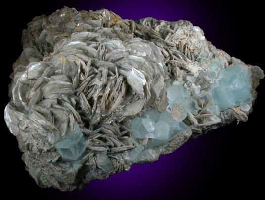 Beryl var. Aquamarine on Muscovite from Gilgit District, Gilgit-Baltistan, Pakistan