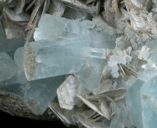 Beryl var. Aquamarine on Muscovite from Gilgit District, Gilgit-Baltistan, Pakistan