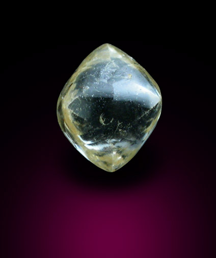 Diamond (1.03 carat pale-yellow octahedral crystal) from Orapa Mine, south of the Makgadikgadi Pans, Botswana