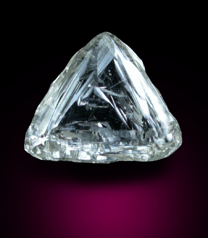 Diamond (0.83 carat colorless macle, twinned crystal) from Finsch Mine, Free State (formerly Orange Free State), South Africa
