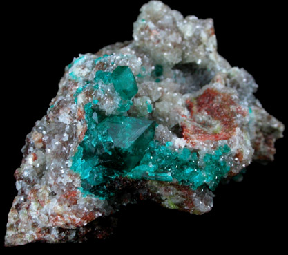 Dioptase and Calcite from Tsumeb Mine, Otavi-Bergland District, Oshikoto, Namibia