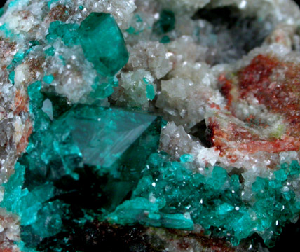 Dioptase and Calcite from Tsumeb Mine, Otavi-Bergland District, Oshikoto, Namibia