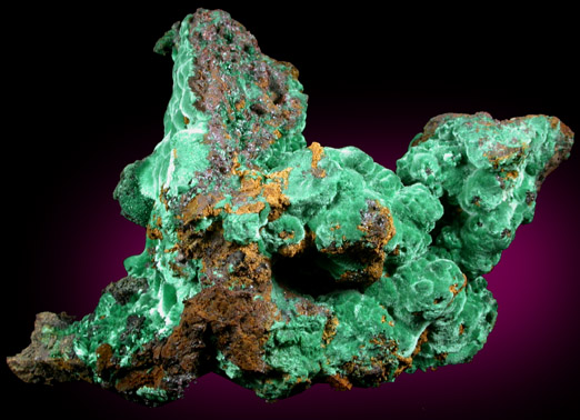 Malachite on Copper and Cuprite from Holbrook Mine, Warren District, Bisbee, Cochise County, Arizona