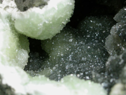 Apophyllite on Prehnite from Millington Quarry, Bernards Township, Somerset County, New Jersey