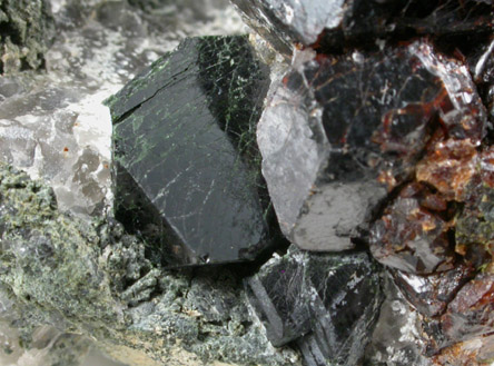 Gahnite with Andradite Garnet from Franklin Mining District, Sussex County, New Jersey