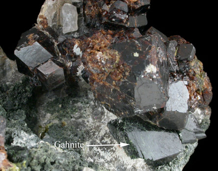 Gahnite with Andradite Garnet from Franklin Mining District, Sussex County, New Jersey