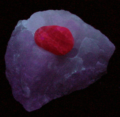 Spinel in marble from Mogok District, 115 km NNE of Mandalay, Mandalay Division, Myanmar (Burma)