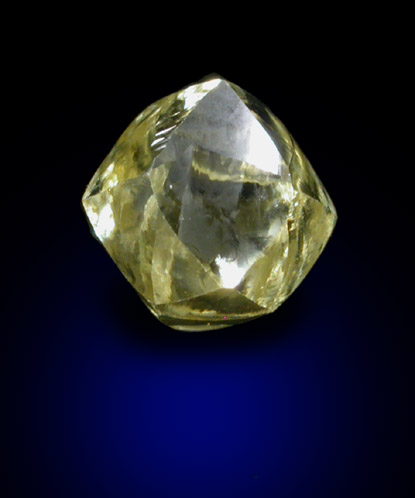 Diamond (0.90 carat fancy-yellow tetrahexahedral crystal) from Vaal River Mining District, Northern Cape Province, South Africa