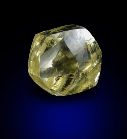 Diamond (0.90 carat fancy-yellow tetrahexahedral crystal) from Vaal River Mining District, Northern Cape Province, South Africa