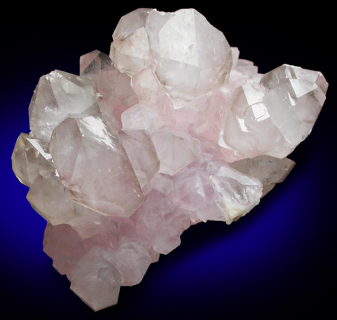 Quartz var. Smoky Scepter-shaped crystals over Rose Quartz from Aracuai, Minas Gerais, Brazil