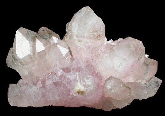 Quartz var. Smoky Scepter-shaped crystals over Rose Quartz from Aracuai, Minas Gerais, Brazil