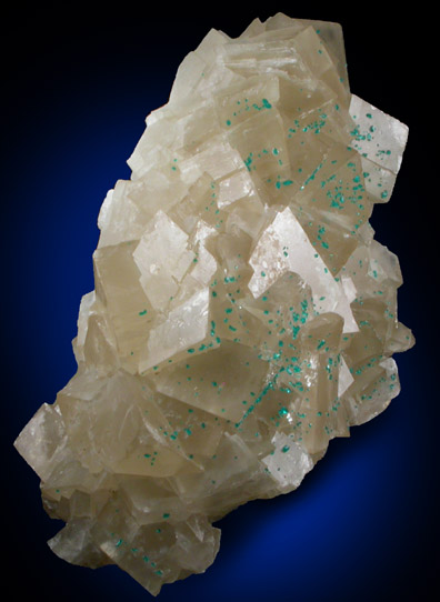 Dioptase on Calcite from Tsumeb Mine, Otavi-Bergland District, Oshikoto, Namibia