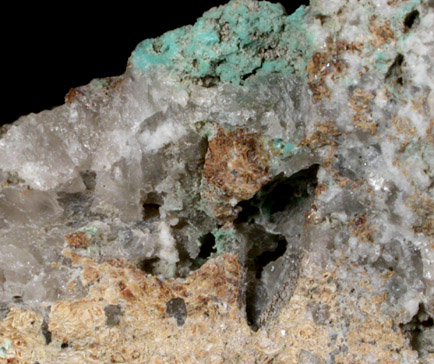 Turquoise with Cassiterite var. Varlamoffite from Bunny Mine, St. Austell, Cornwall, England