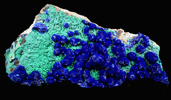 Azurite on Malachite from Metcalf Mine, Morenci, Greenlee County, Arizona