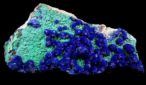 Azurite on Malachite from Metcalf Mine, Morenci, Greenlee County, Arizona