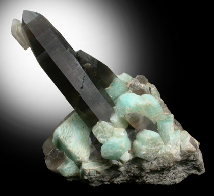 Quartz var. Smoky with Microcline var. Amazonite from Lake George District, Park County, Colorado