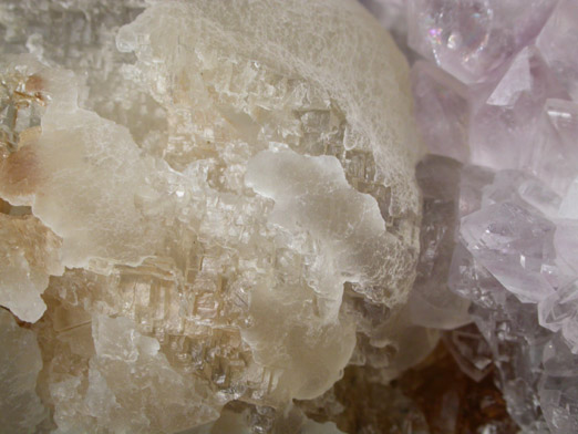 Fluorite (rare botryoidal form) on Quartz var. Amethyst from Tekhdi, Madhya Pradesh, India