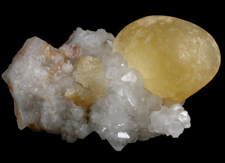 Fluorite (rare botryoidal form) on Quartz from Tekhdi, Madhya Pradesh, India