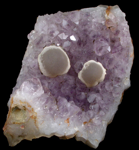 Fluorite (rare botryoidal form) on Quartz var. Amethyst from Tekhdi, Madhya Pradesh, India