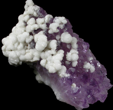 Calcite on Quartz var. Amethyst from San Juan de Rayas Mine, Guanajuato, Mexico