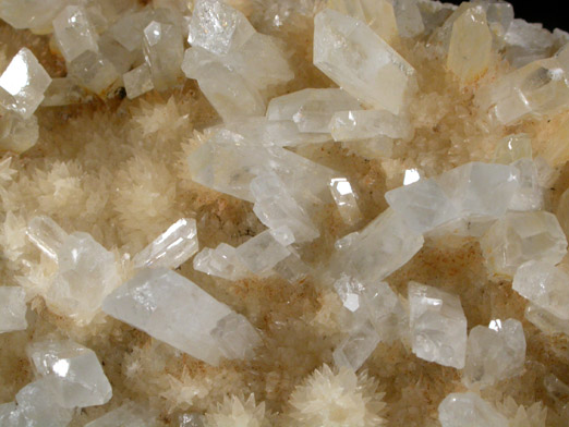 Celestine on Calcite with Sulfur from Agrigento District (Girgenti), Sicily, Italy