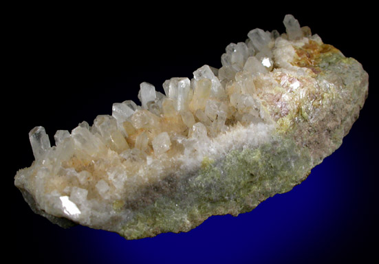 Celestine on Calcite with Sulfur from Agrigento District (Girgenti), Sicily, Italy