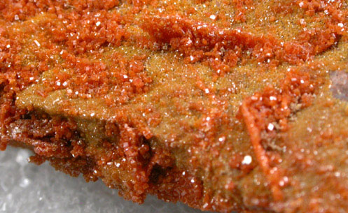 Vanadinite pseudomorphs after Wulfenite from Rowley Mine, 20 km northwest of Theba, Painted Rock Mountains, Maricopa County, Arizona