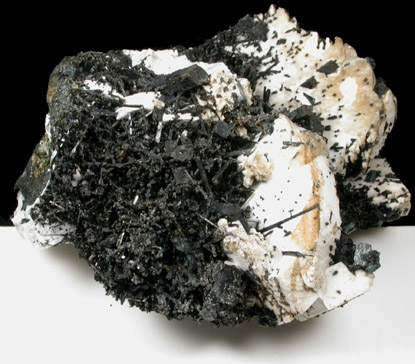 Aegirine, Arfvedsonite on Sanidine from De-Mix Quarry, Mont Saint-Hilaire, Qubec, Canada