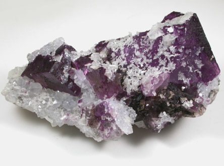 Barite on Fluorite with Quartz from Rosiclare District, Hardin County, Illinois