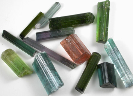 Elbaite Tourmaline (13 loose crystals) from Minas Gerais, Brazil