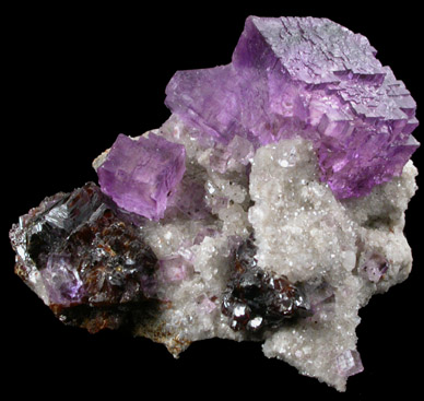 Fluorite, Sphalerite, Quartz from Elmwood Mine, Carthage, Smith County, Tennessee