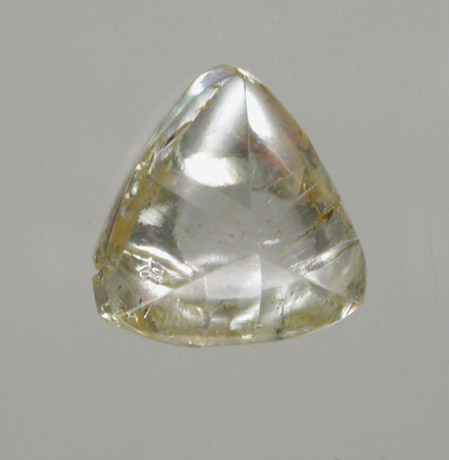 Diamond (0.83 carat fancy-yellow macle, twinned crystal) from Diamantino, Mato Grosso, Brazil