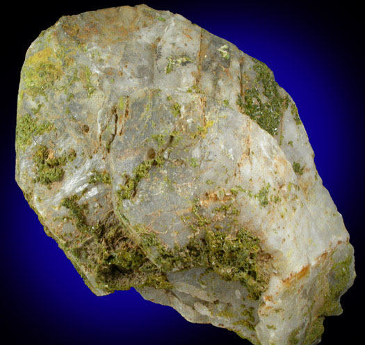 Pyromorphite on Quartz from Wheatley Mine, Phoenixville, Chester County, Pennsylvania