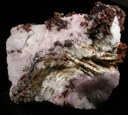 Rhodochrosite, Leifite, Microcline, Albite, Elpidite from Poudrette Quarry, Mont Saint-Hilaire, Qubec, Canada