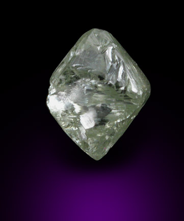 Diamond (0.70 carat yellow-green octahedral crystal) from Mirny, Republic of Sakha (Yakutia), Siberia, Russia