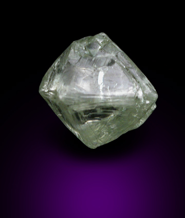 Diamond (0.70 carat yellow-green octahedral crystal) from Mirny, Republic of Sakha (Yakutia), Siberia, Russia