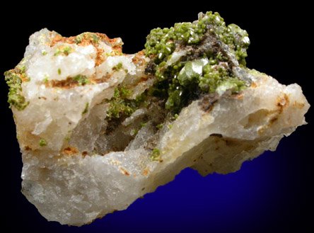 Pyromorphite on Quartz from Allah Cooper (Valcooper) Mine, Contrary Creek District, near Mineral, Louisa County, Virginia