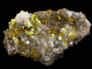 Haiweeite, Uranophane, Calcite from Teofilo Otoni, Minas Gerais, Brazil