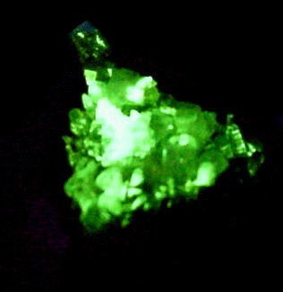 Haiweeite, Uranophane, Calcite, Fluorite from Teofilo Otoni, Minas Gerais, Brazil