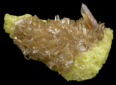 Barite on Sulfur from Machow Mine, Tarnobrzeg, Poland