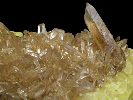 Barite on Sulfur from Machow Mine, Tarnobrzeg, Poland