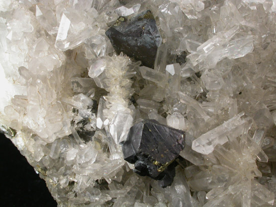 Quartz and Chalcopyrite with Covellite coating from Ellenville Zinc Co. Mine, Ulster County, New York