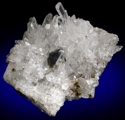 Quartz and Chalcopyrite with Covellite coating from Ellenville Zinc Co. Mine, Ulster County, New York