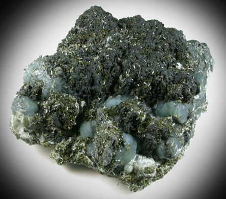 Epidote on Prehnite from Bull Run Quarry, near Conklin, Loudoun County, Virginia