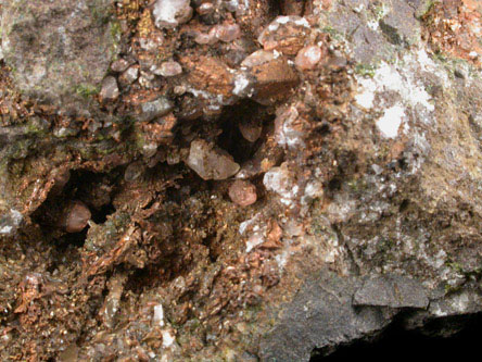 Copper, Calcite, Epidote from Tamarack Mine, Keweenaw Peninsula Copper District, Houghton County, Michigan