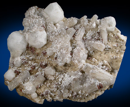 Analcime, Natrolite, Rhodochrosite, Gonnardite from De-Mix Quarry, Mont Saint-Hilaire, Qubec, Canada