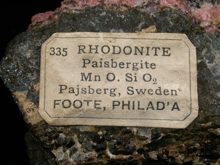 Rhodonite var. Paisbergite from Pajsberg, Värmland, Sweden