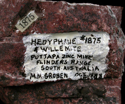 Hedyphane and Willemite from Puttapa Zinc Mine, Flinders Range, South Australia, Australia