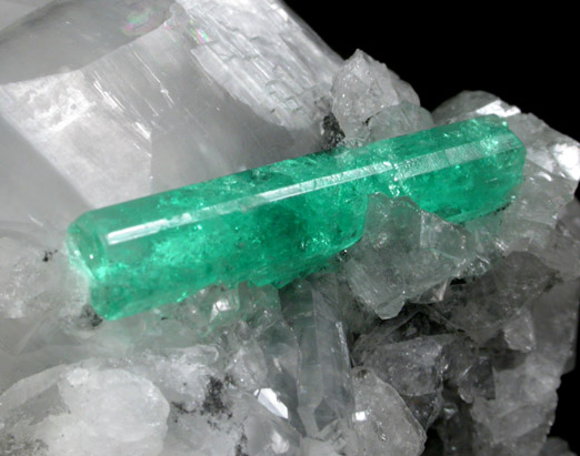 Beryl var. Emerald on Calcite from La Pita Mine, Vasquez-Yacopi District, Colombia