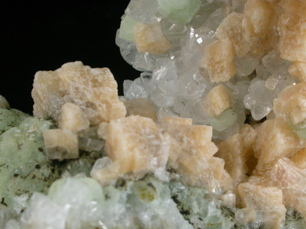 Chabazite, Prehnite, Calcite from New Street Quarry, Paterson, Passaic County, New Jersey